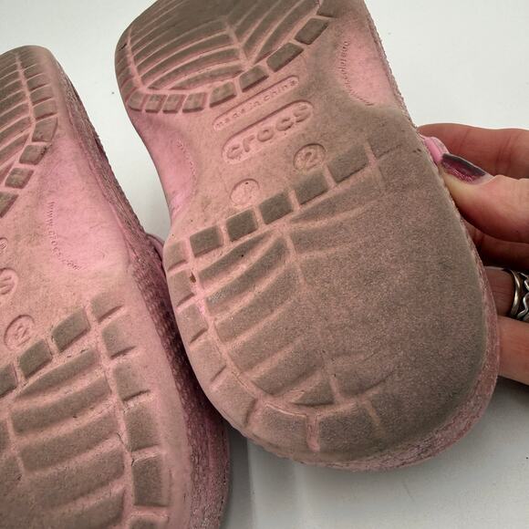 Crocs Youth Kids Pink Classic Glitter Clogs Sandals Size 2 - Picture 8 of 8